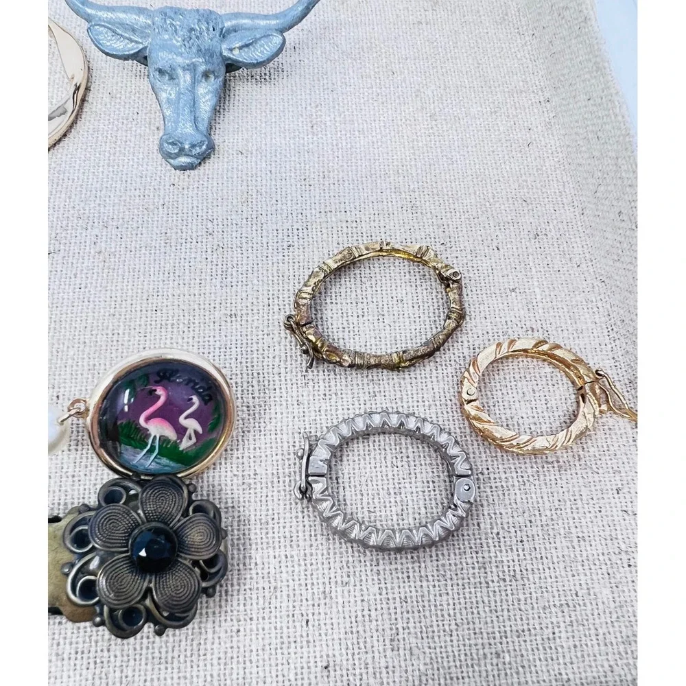 Vintage Gold & Silver Tone Scarf Slide Clip Panda Flamingo Sweater Lot of 23